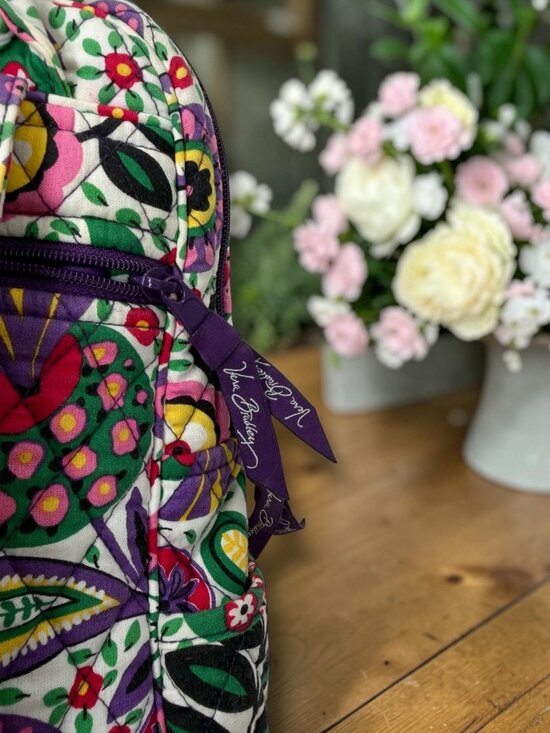 Vera Bradley Ribbons Pattern Quilted Cotton Backpack